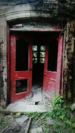 Closed door of house