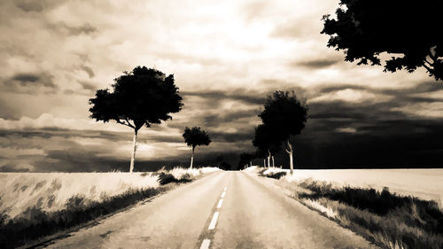 Road amidst trees against sky