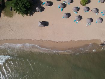 High angle view of surf on beach