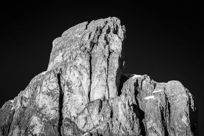 Low angle view of rock formation against clear sky