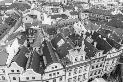 High angle view of houses in town