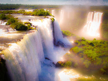 Scenic view of waterfall