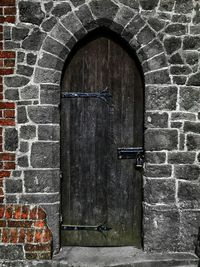 Closed door of building