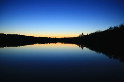 Scenic view of lake against sky at sunset