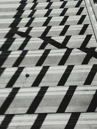 High angle view of shadow on steps