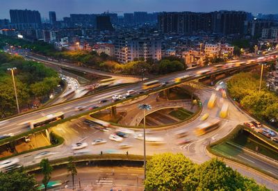 High angle view of elevated road in city