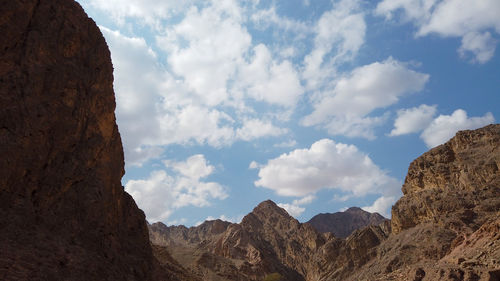 Low angle view of mountains against sky