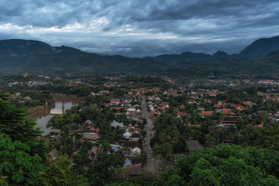 High angle view of townscape against sky