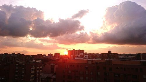 View of city at sunset