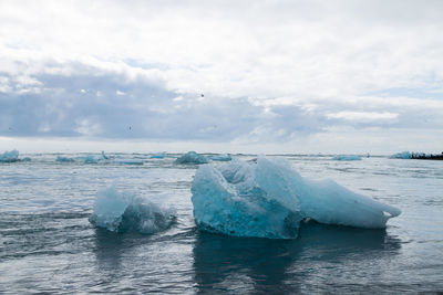 Scenic view of frozen sea against sky