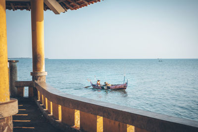 Scenic view of sea against clear sky