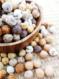 High angle view of fruits in bowl