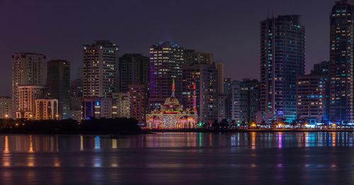 Illuminated city at night