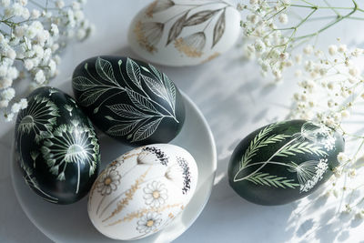 Close-up of christmas decorations on table