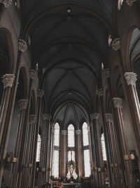 Low angle view of architectural columns in building