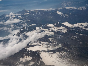 Aerial view of snowcapped mountains