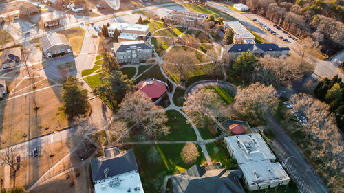 High angle view of buildings in city