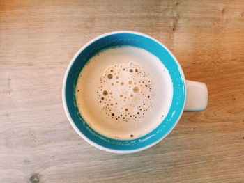 High angle view of coffee on table