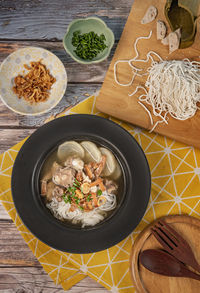 High angle view of food on table