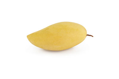 High angle view of lemon slice against white background