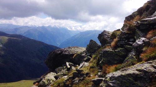 Scenic view of mountains against sky