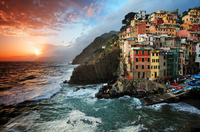 Scenic view of sea against sky during sunset