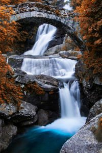 Low angle view of waterfall