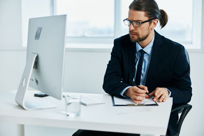 Man working on table