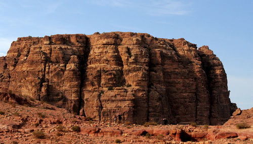 Low angle view of rock formations