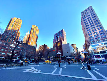 City buildings against clear sky