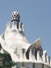 Low angle view of statue against sky