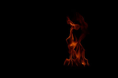 Close-up of bonfire against black background