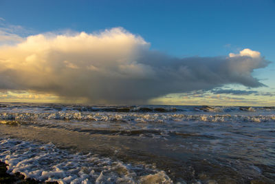 Scenic view of sea against sky during sunset