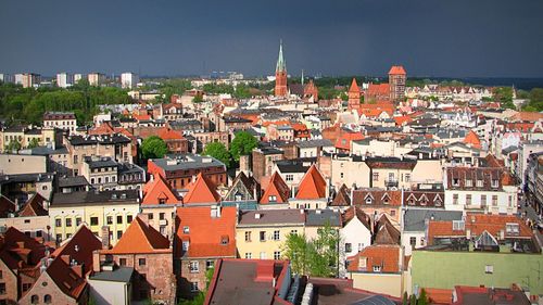 High angle shot of townscape