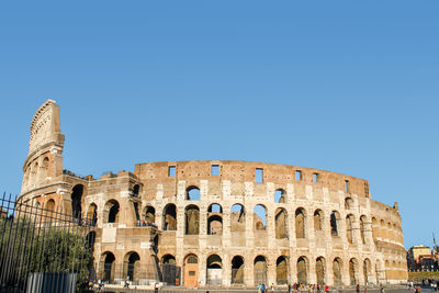 Low angle view of historical building against clear sky