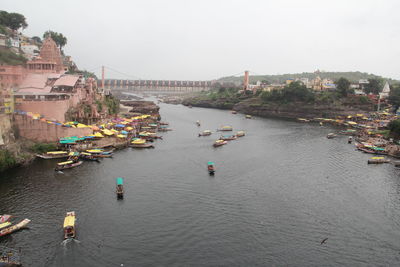 View of boats in river