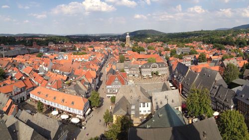 High angle shot of townscape