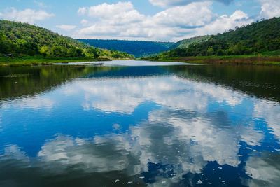 Scenic view of lake against sky