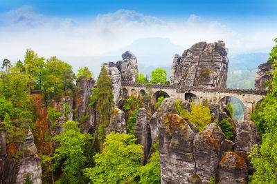 Panoramic view of old temple against sky