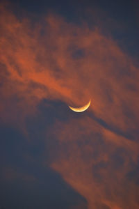 Low angle view of moon at sunset