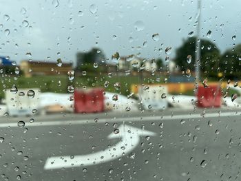 Wet glass window in rainy season