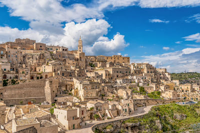 High angle view of townscape against sky