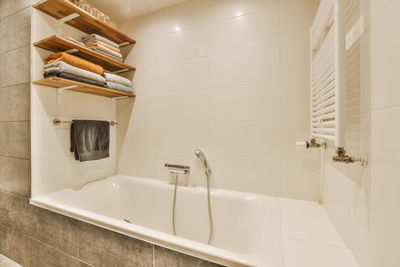 High angle view of sink in bathroom