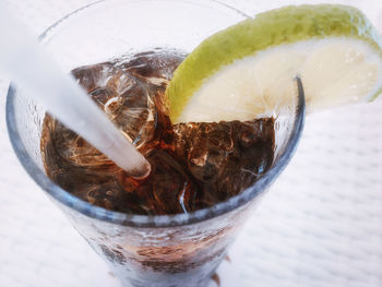 Close-up of drink in glass on table