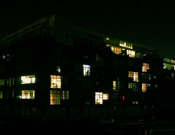 Low angle view of building at night