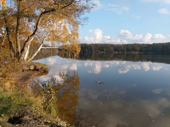 Scenic view of lake against sky