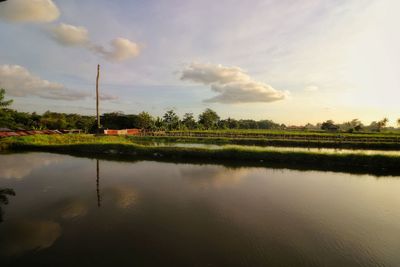 Scenic view of lake against sky