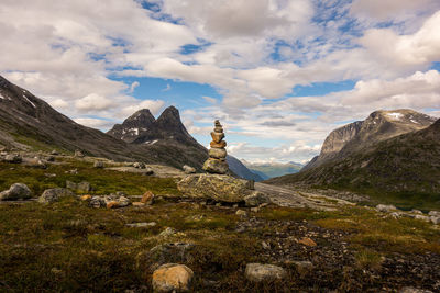 Scenic view of rocky mountains against sky