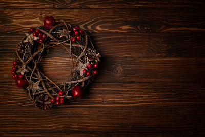 Directly above shot of christmas decoration on table