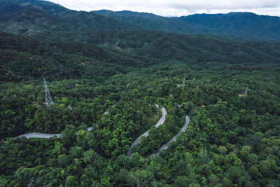 High angle view of mountain road